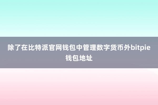 除了在比特派官网钱包中管理数字货币外bitpie钱包地址