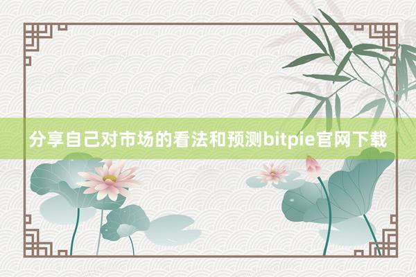 分享自己对市场的看法和预测bitpie官网下载