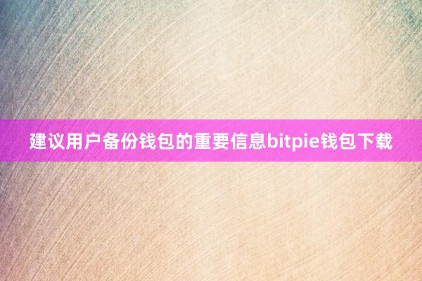 建议用户备份钱包的重要信息bitpie钱包下载