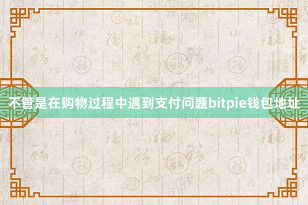 不管是在购物过程中遇到支付问题bitpie钱包地址