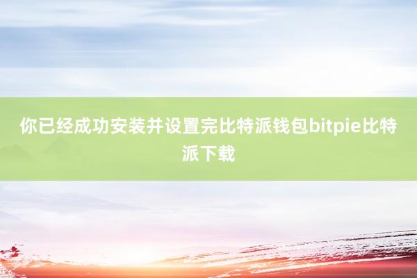 你已经成功安装并设置完比特派钱包bitpie比特派下载