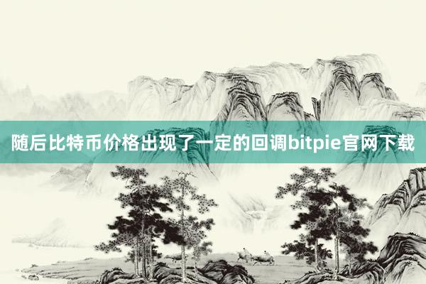 随后比特币价格出现了一定的回调bitpie官网下载